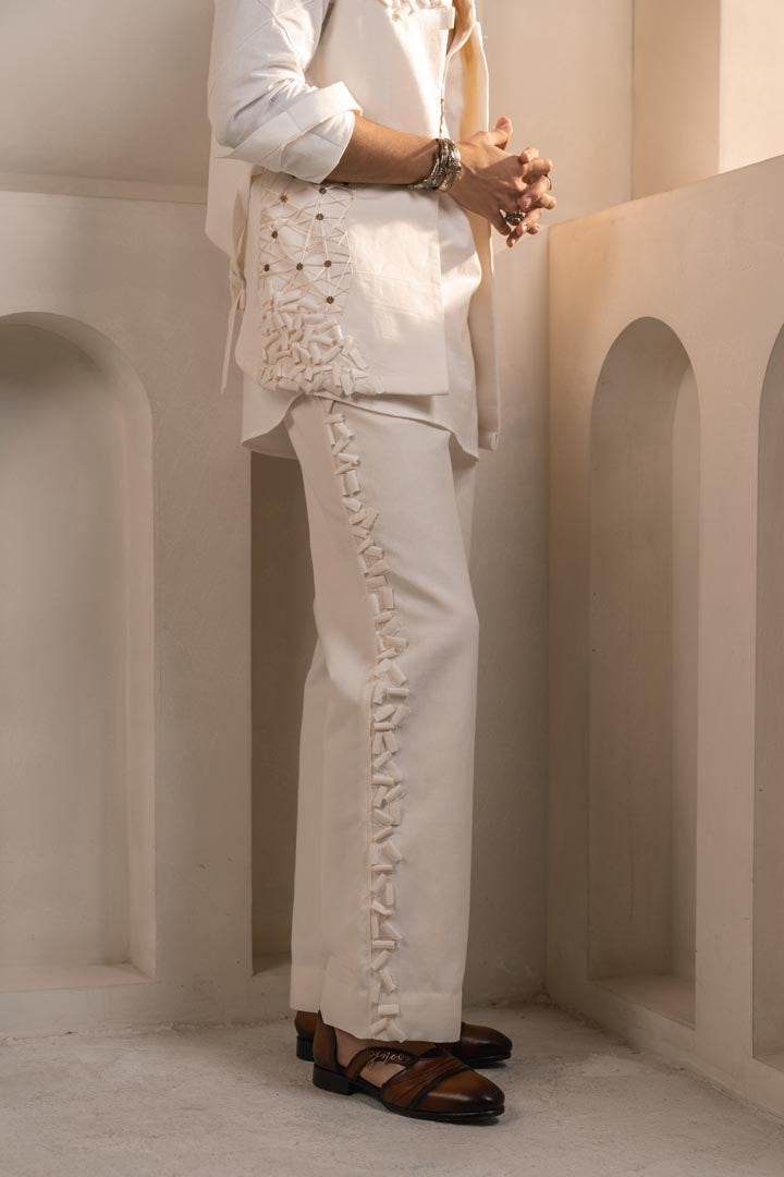 Ivory Cotton Linen Shacket Set