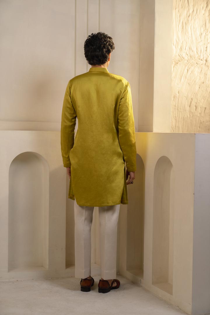 gold Moss linen silk kurta set