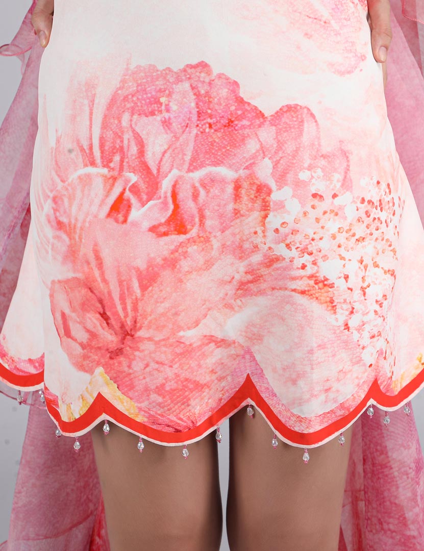 Petals Peach Placement Short Dress