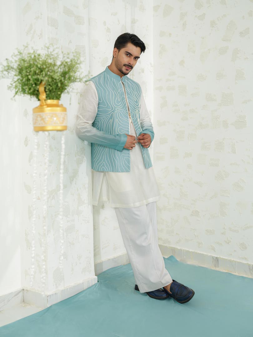 Contour Blue Zipper bundi set