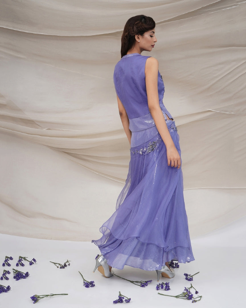 Lavender waistcoat & Sequin Skirt
