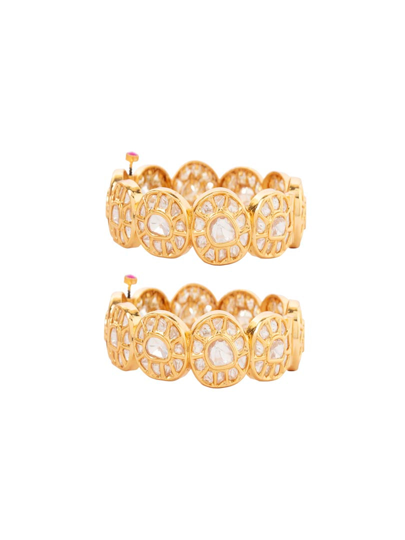 Vivinia By Vidhi Mehra Gold Plated Womens Kundan, Polki Pair of bangles VB027