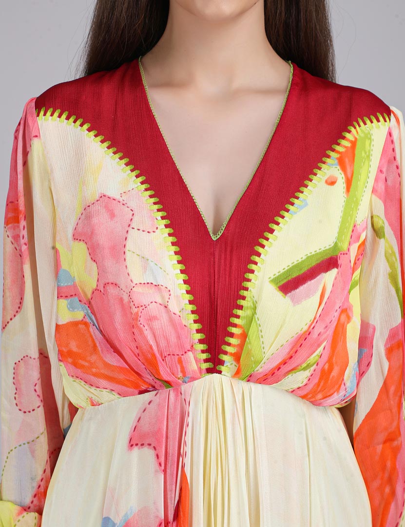 Linear lime summer placement Dress
