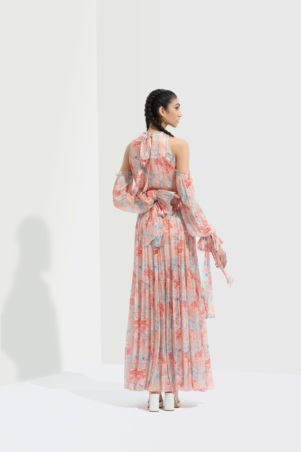 Rabenda Printed Long Dress With Side Slit