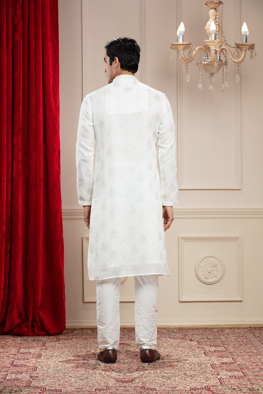 Pearl White Plain Splendid Silk Kurta Pajama Set