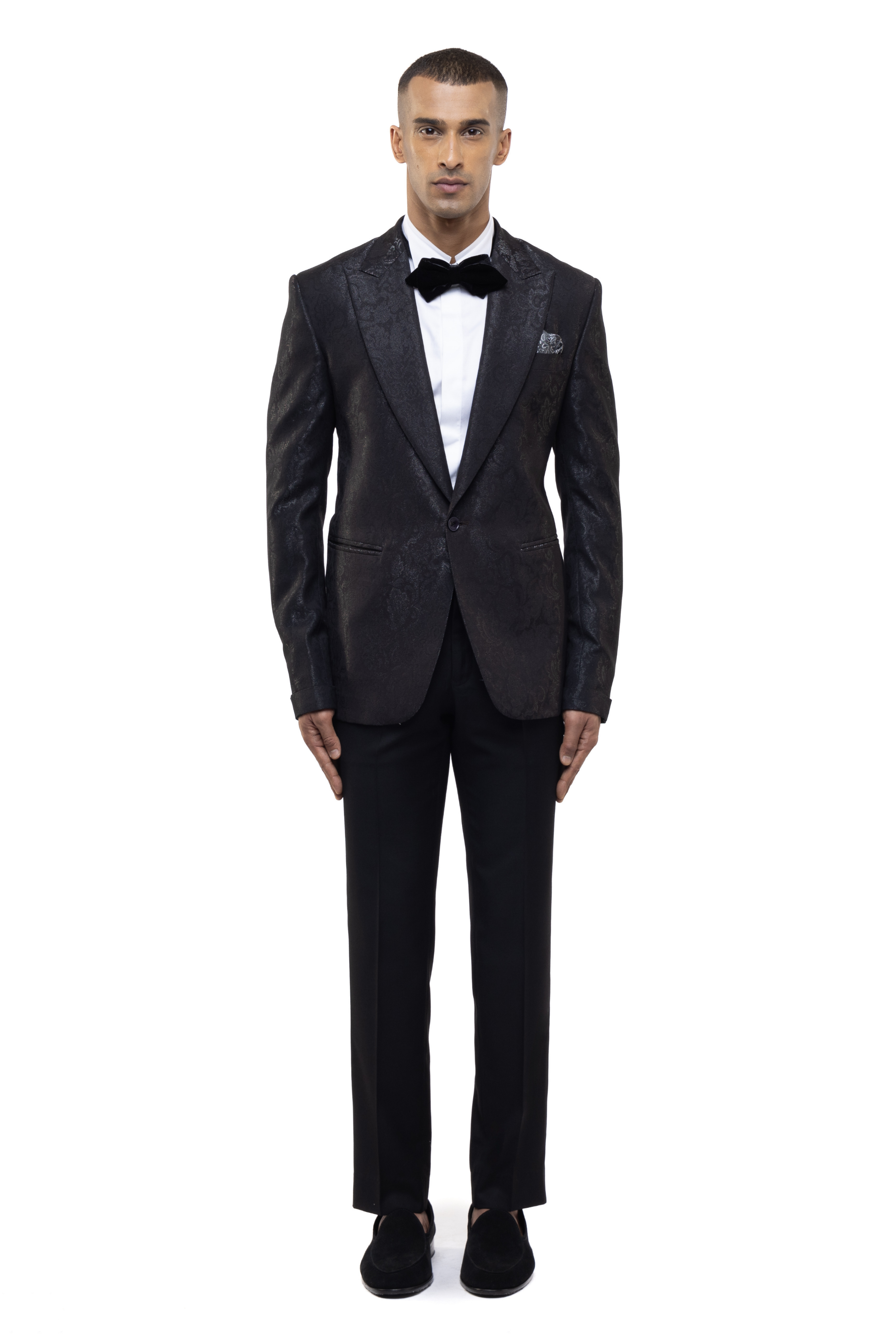 Black Jacquard Single Breasted Tuxedo