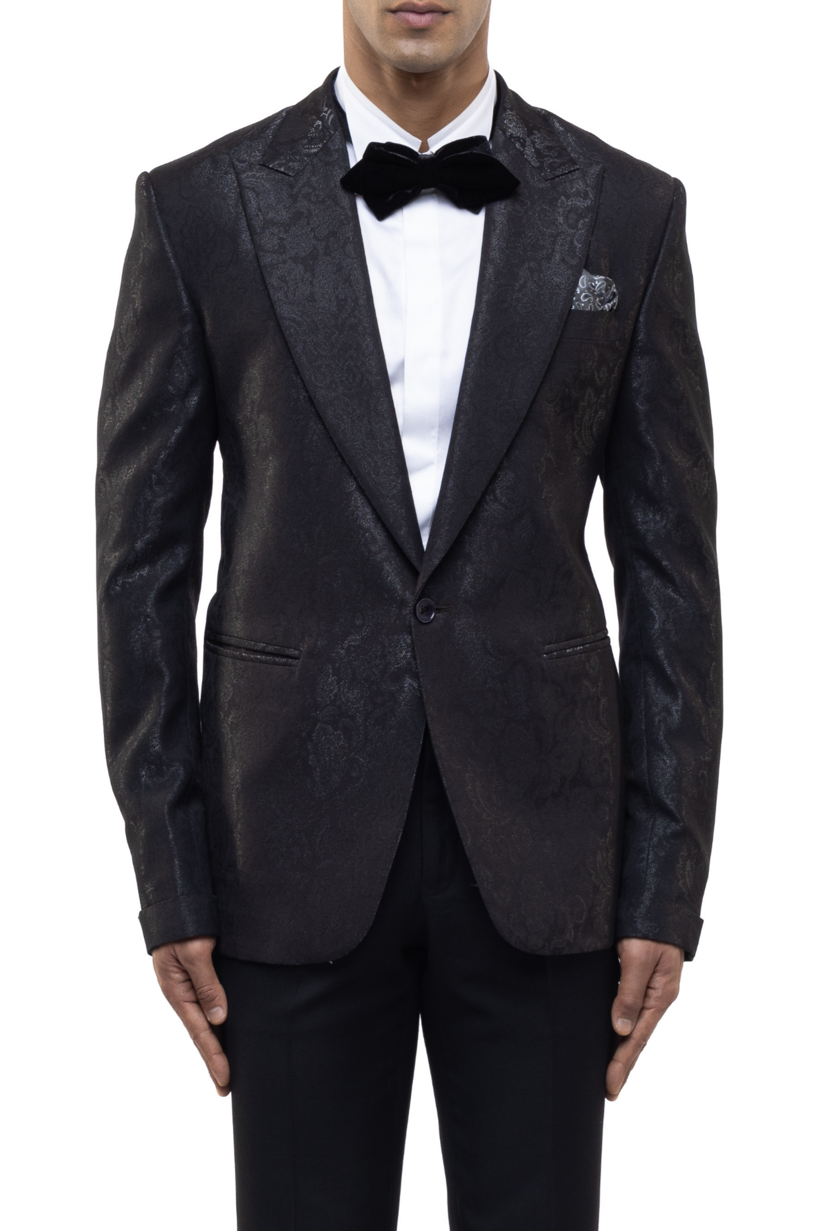 Black Jacquard Single Breasted Tuxedo