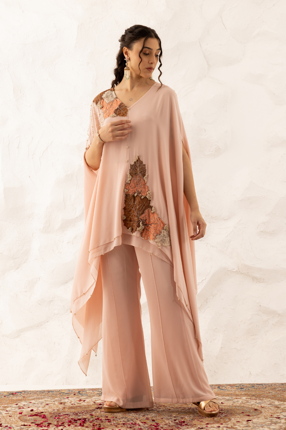 Barkha Rose Pink Georgette Co-ord Set with Applique Cape