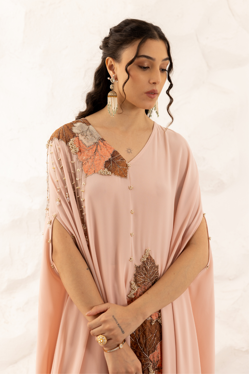Barkha Rose Pink Georgette Co-ord Set with Applique Cape