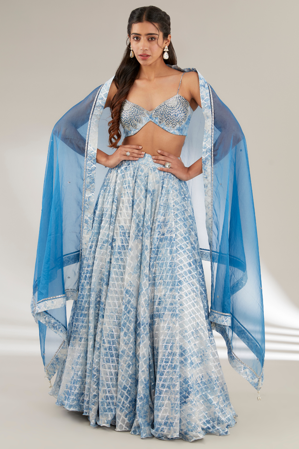 Ishani Lehenga Set - Royal Blue Upada Silk & Organza Ensemble