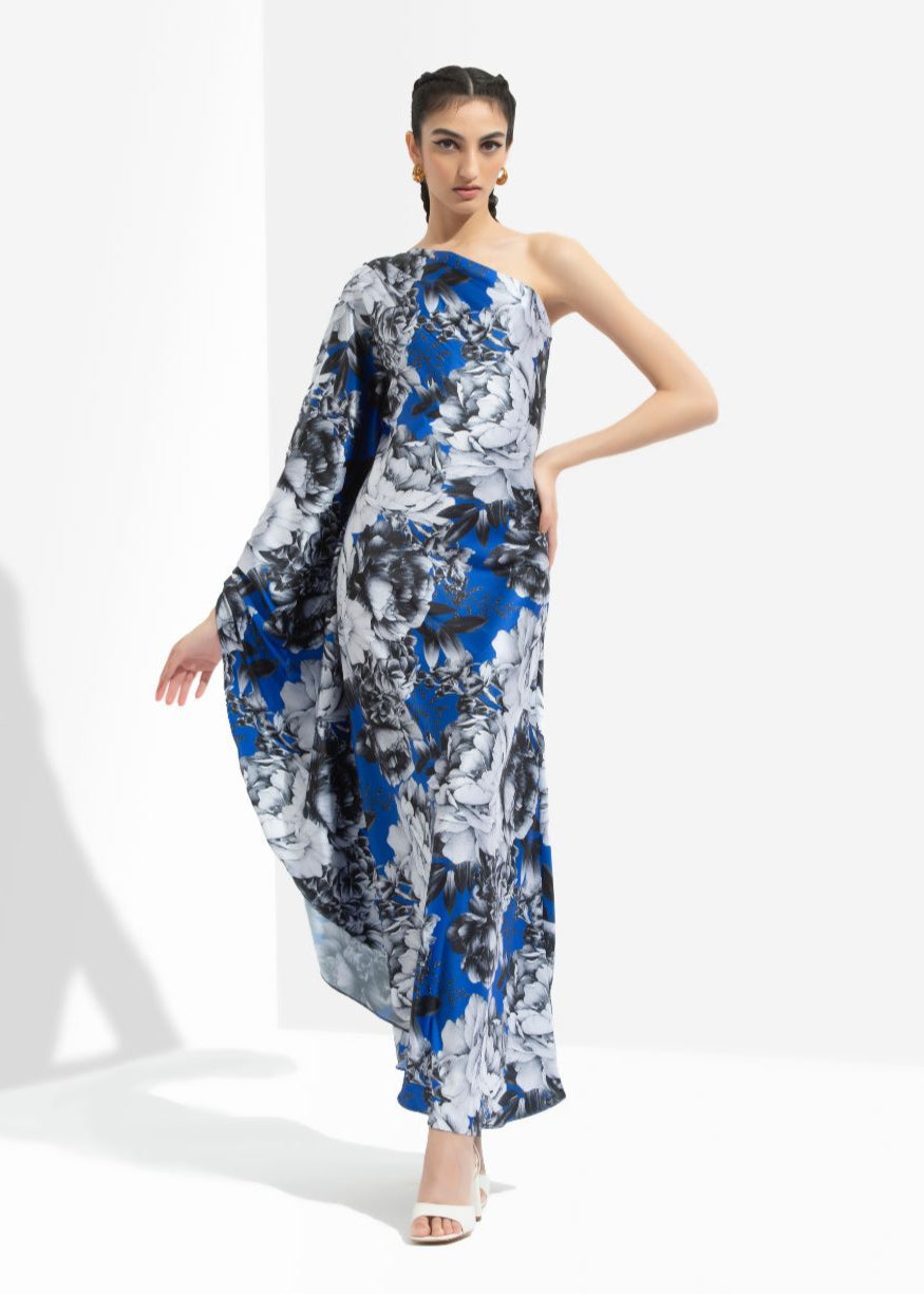 Luana Printed One Off Shoulder Kaftan Dress