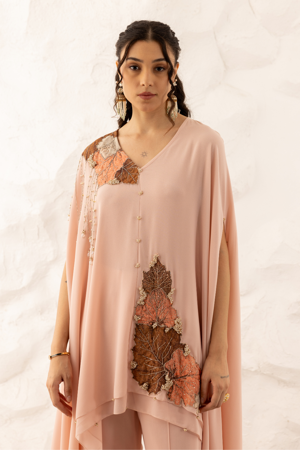 Barkha Rose Pink Georgette Co-ord Set with Applique Cape