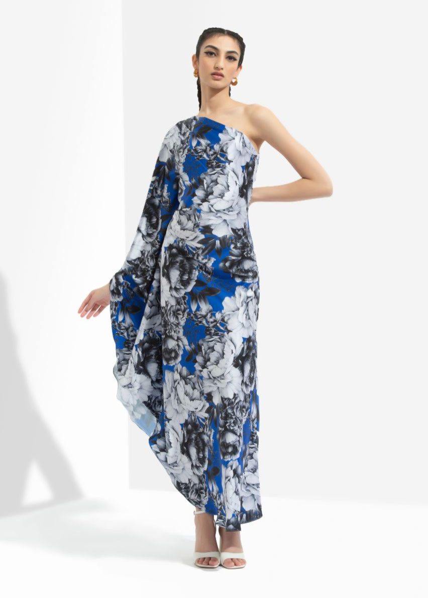 Luana Printed One Off Shoulder Kaftan Dress