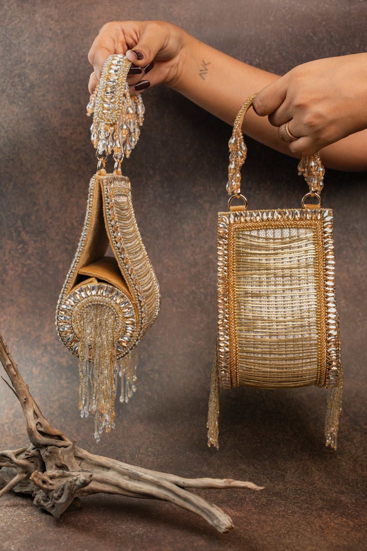 Hinted Beadfall Gold Silver