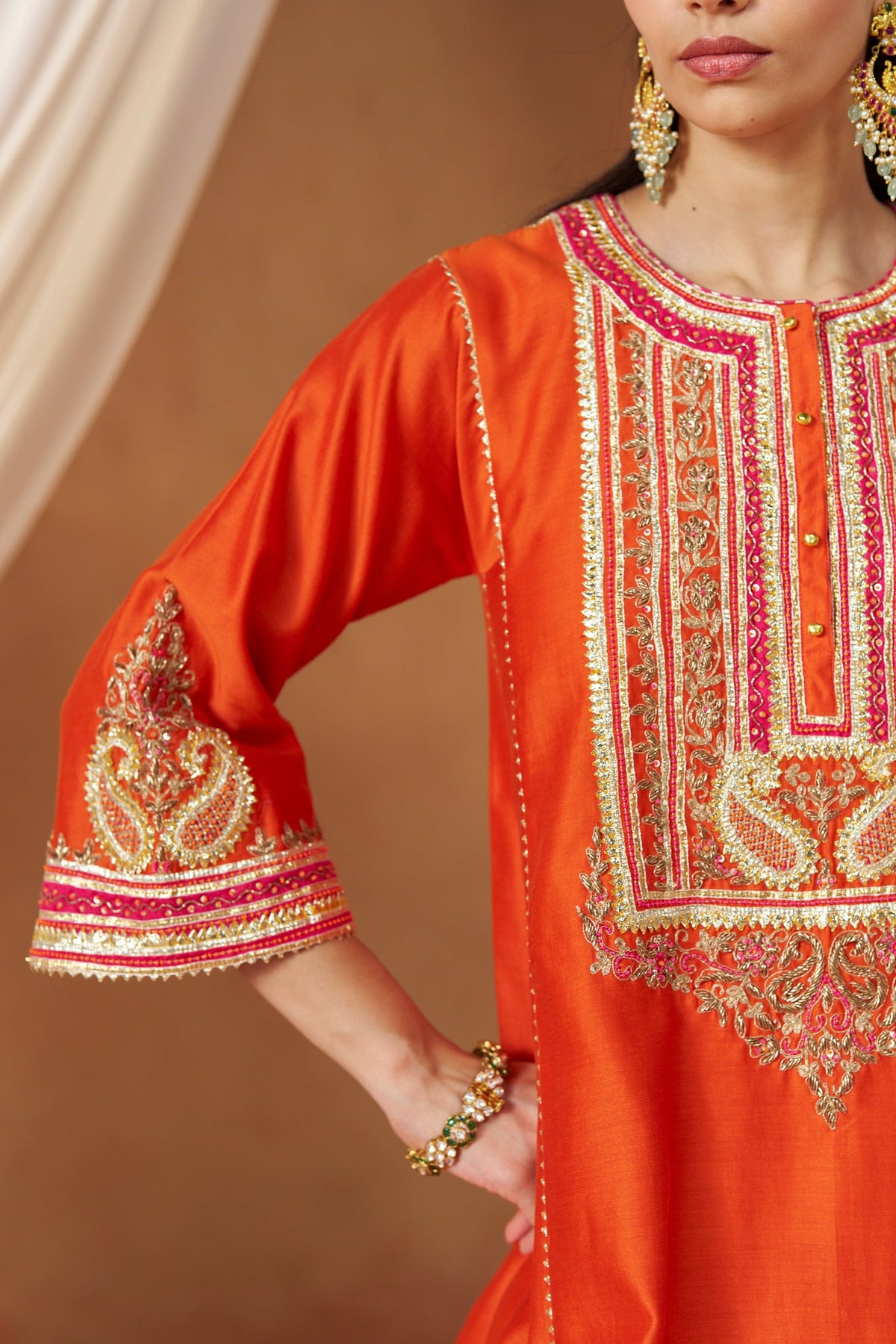 Daneen burnt orange chauga with salwar  with dupatta