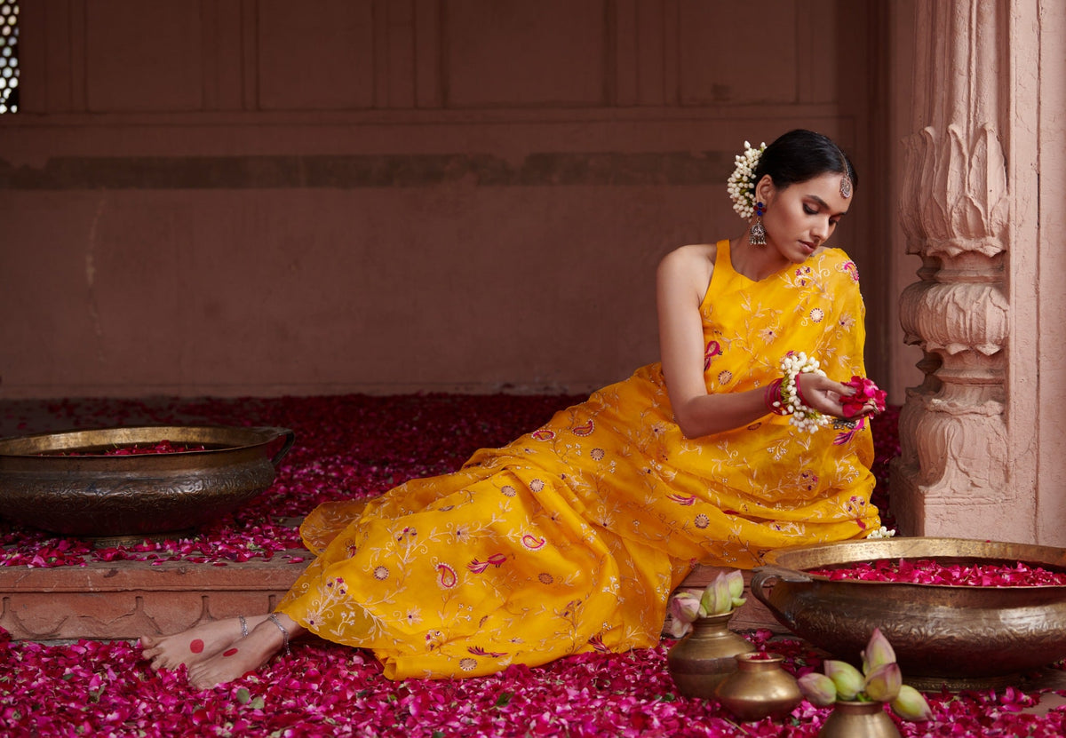organza jaal saree