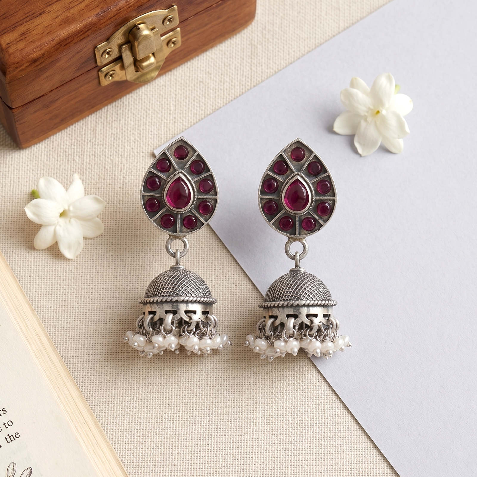 Sangeeta Boochra Traditional Kundan Silver Dangler Earrings