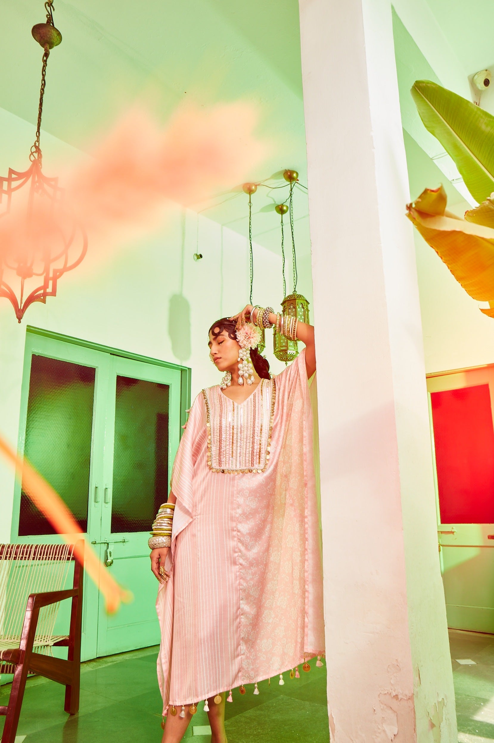 Half & Half Pink Kaftan