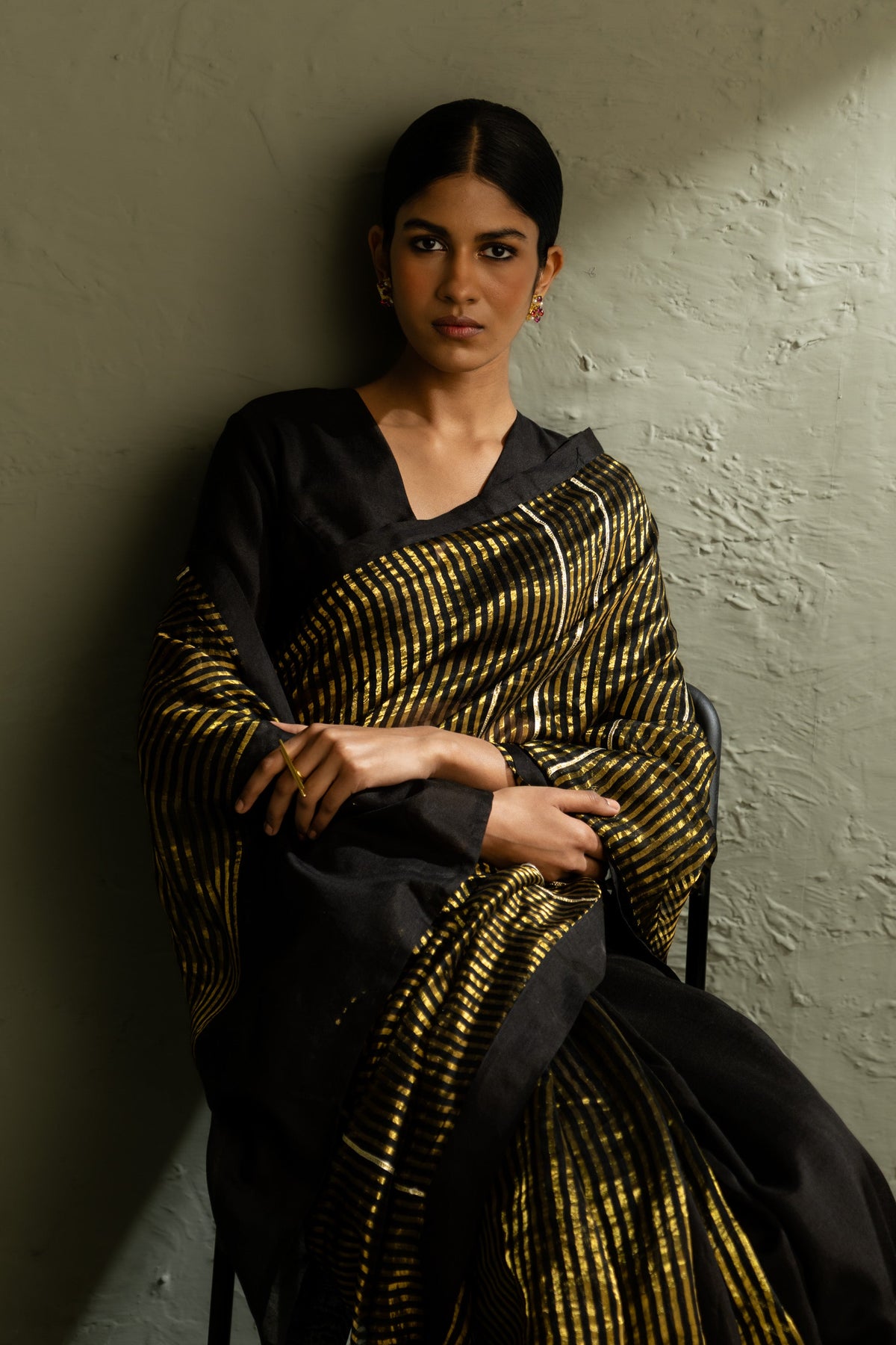 Ojas Black Saree Set
