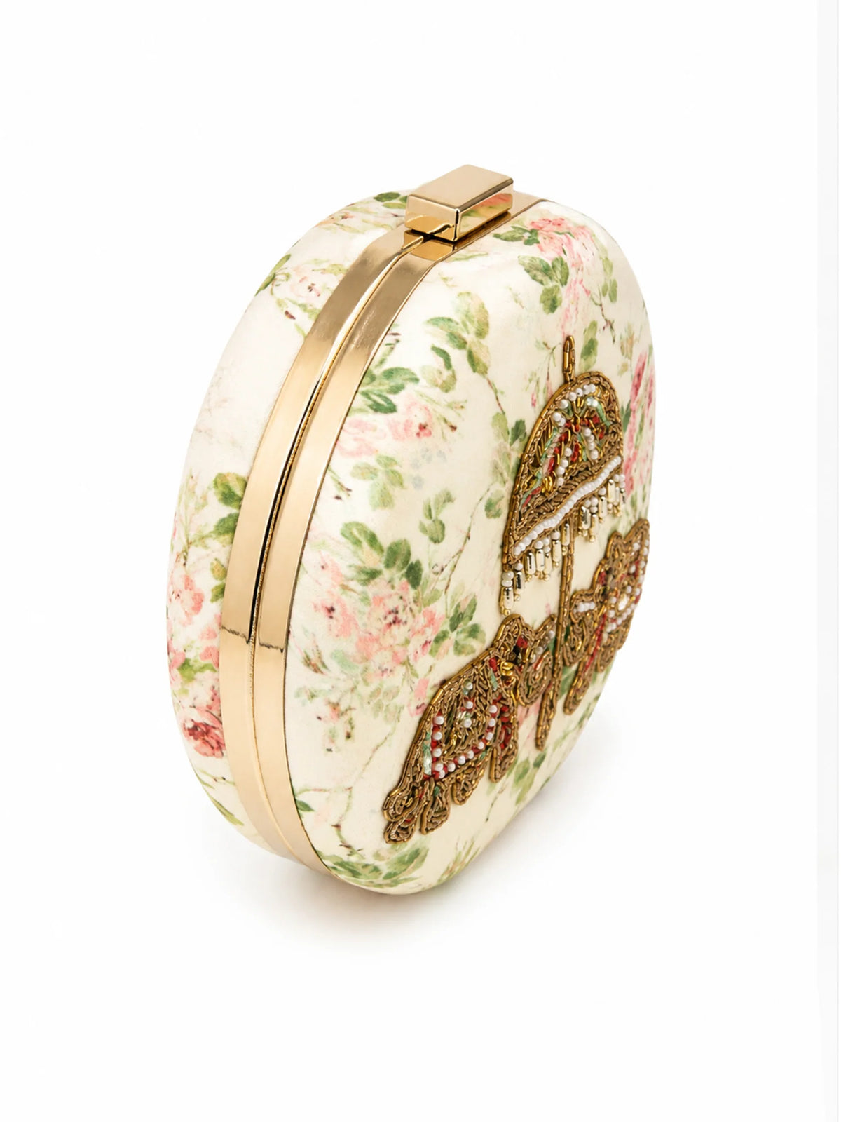 Jaipur Elephant Hand-Embroidered Round Clutch