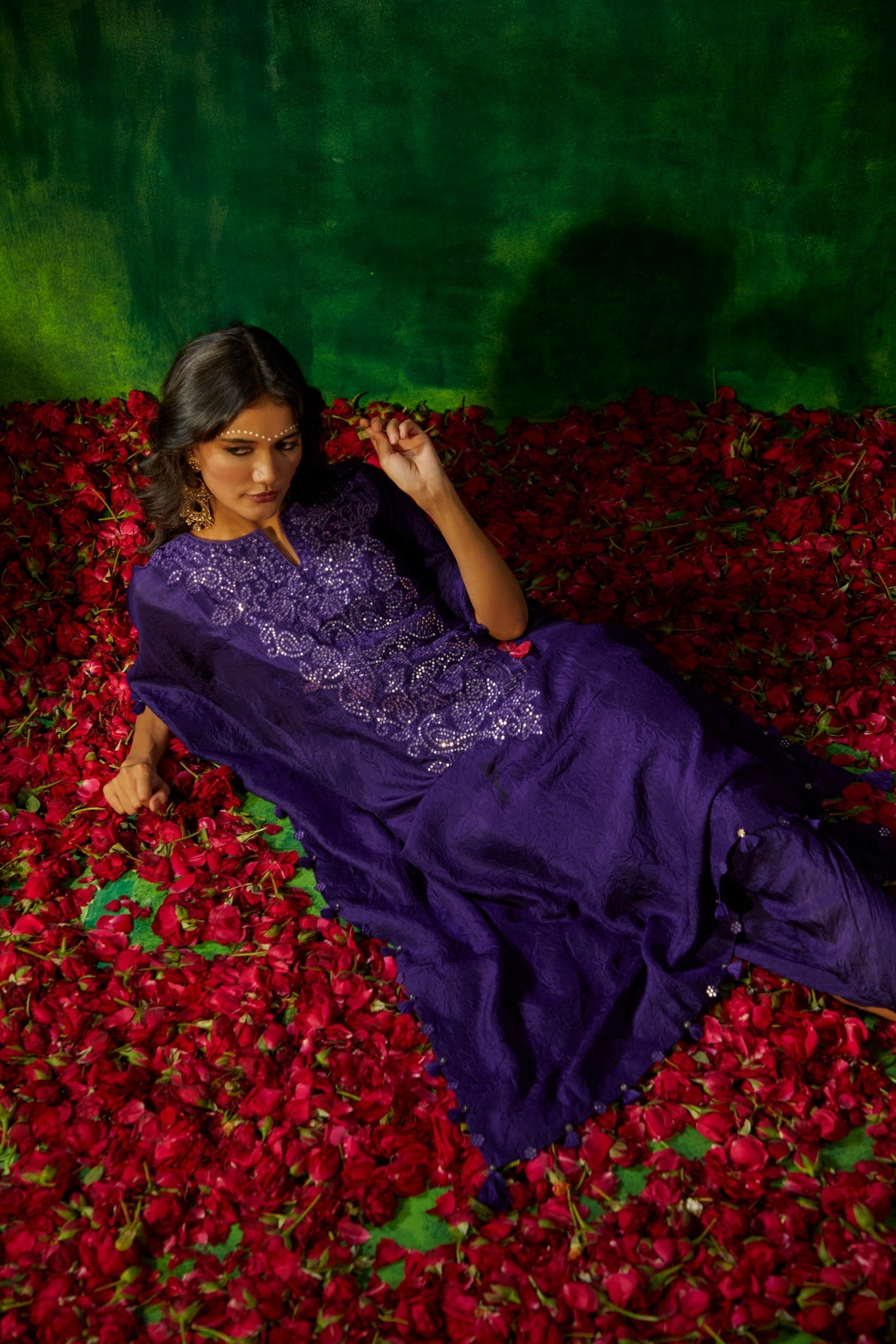 crushed silk Kaftan with dhoti