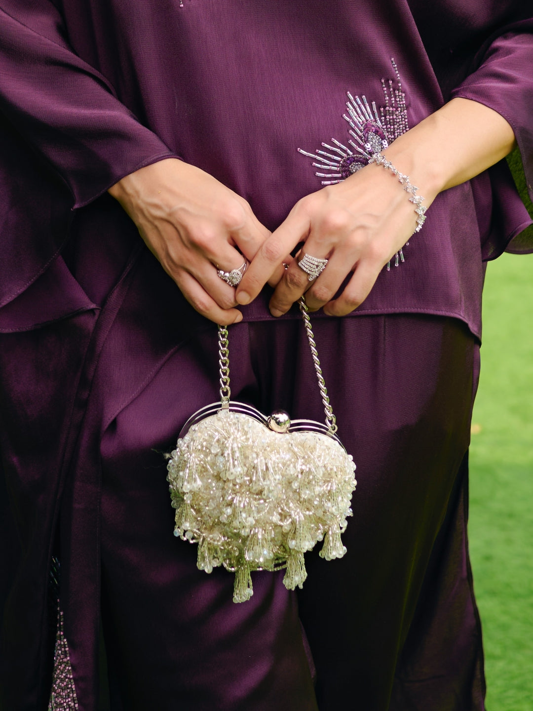 Pearl White Micro Heart Bag