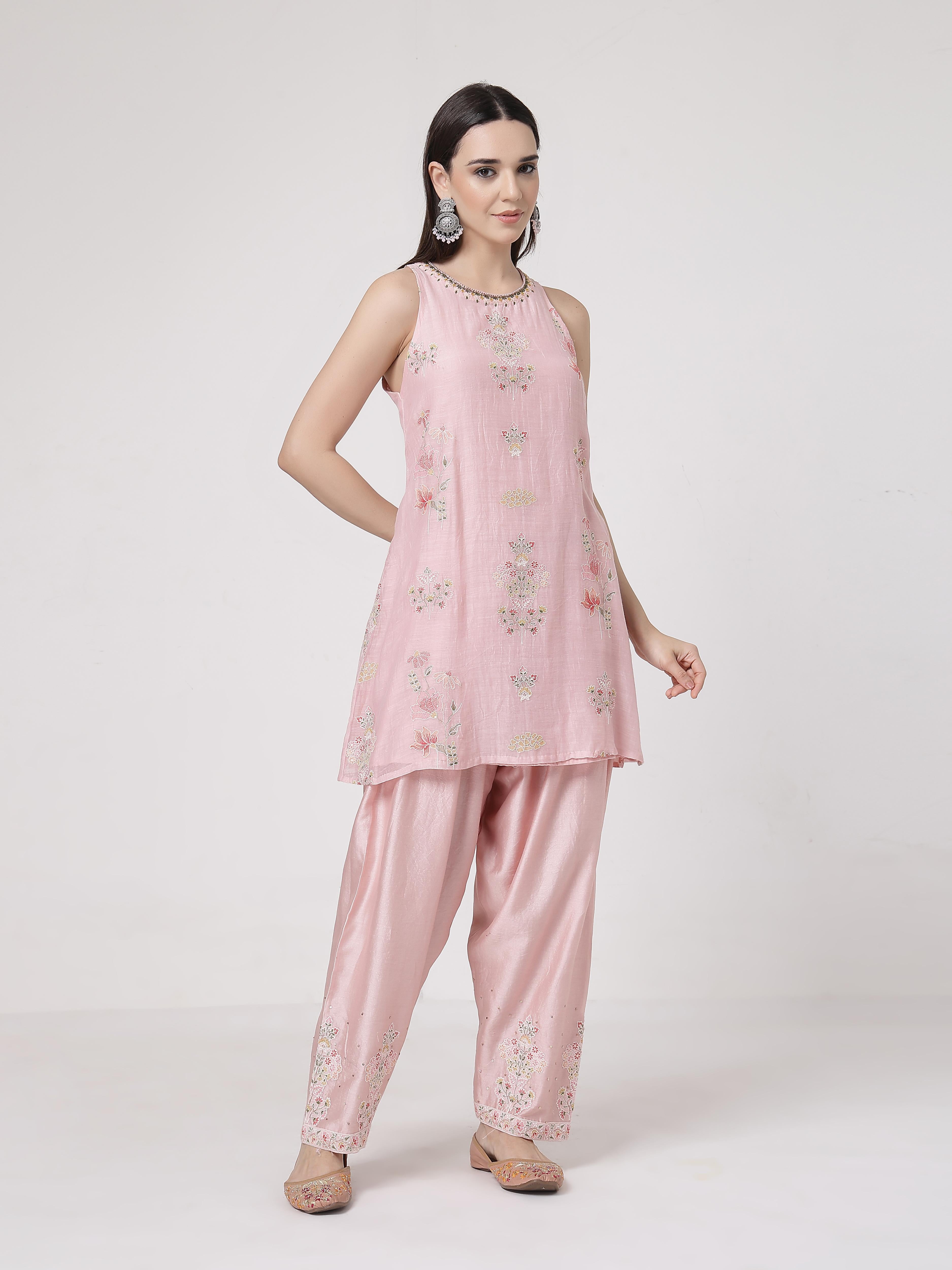 Pearl Pink A-line Salwar Set
