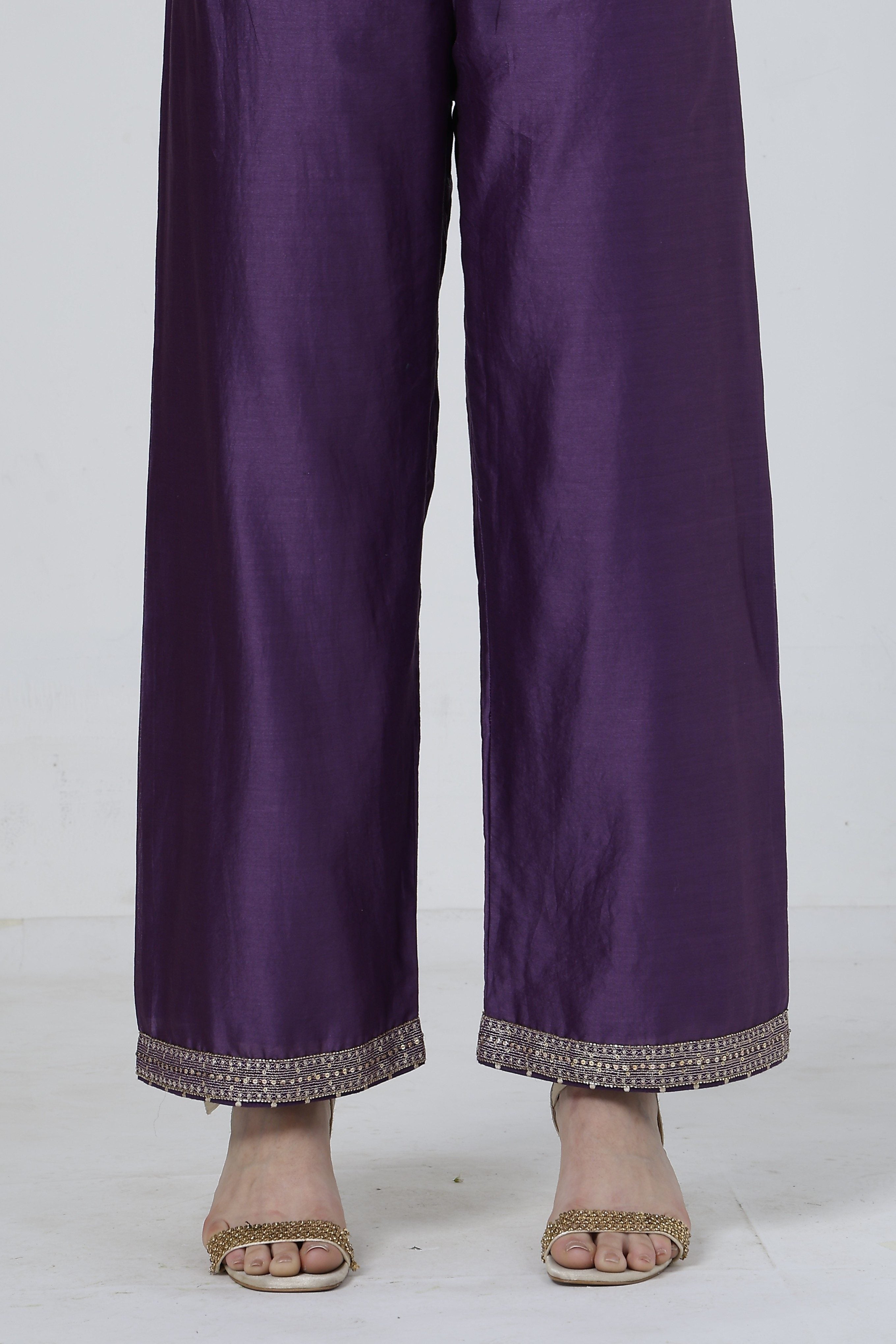Violet Embroidered Suit Set