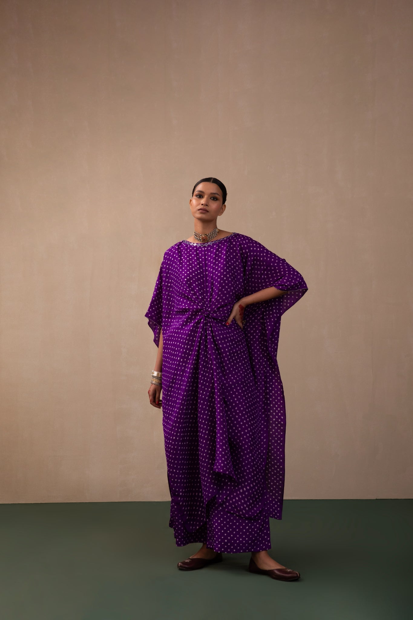 bandhni knot Kaftan with pants