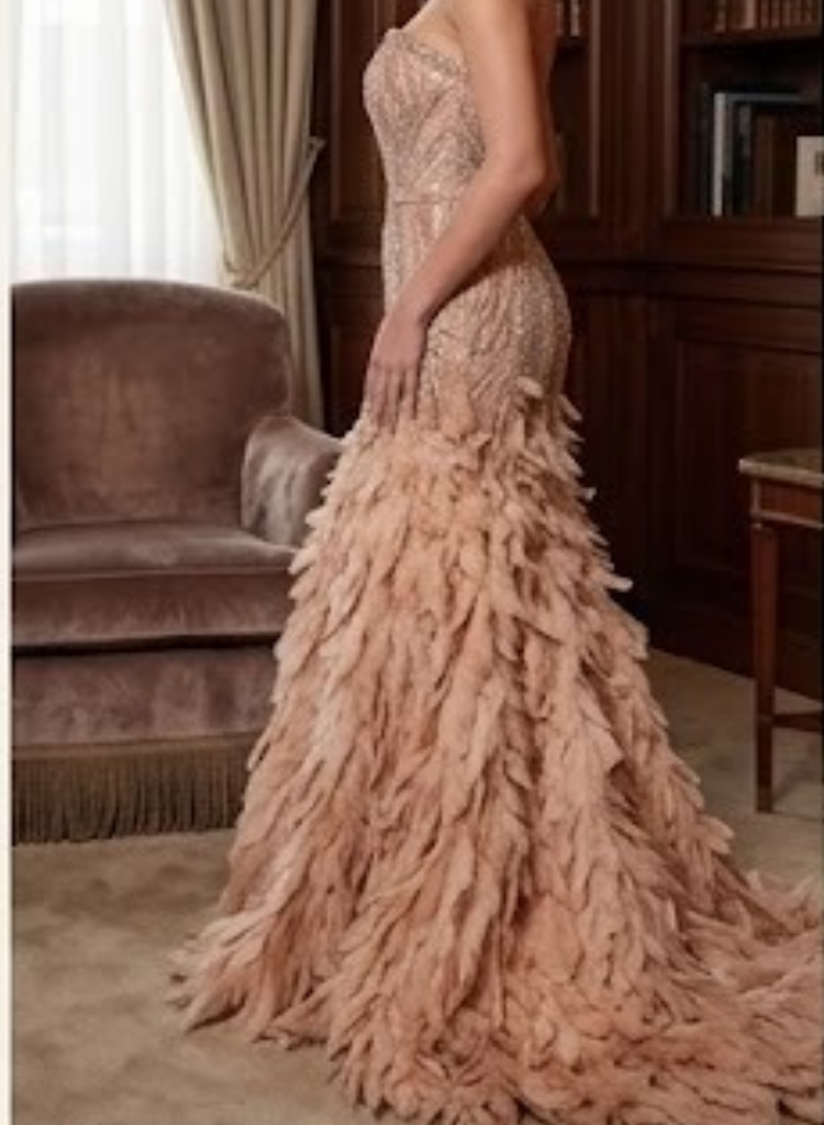 Strapless couture handwork gown
