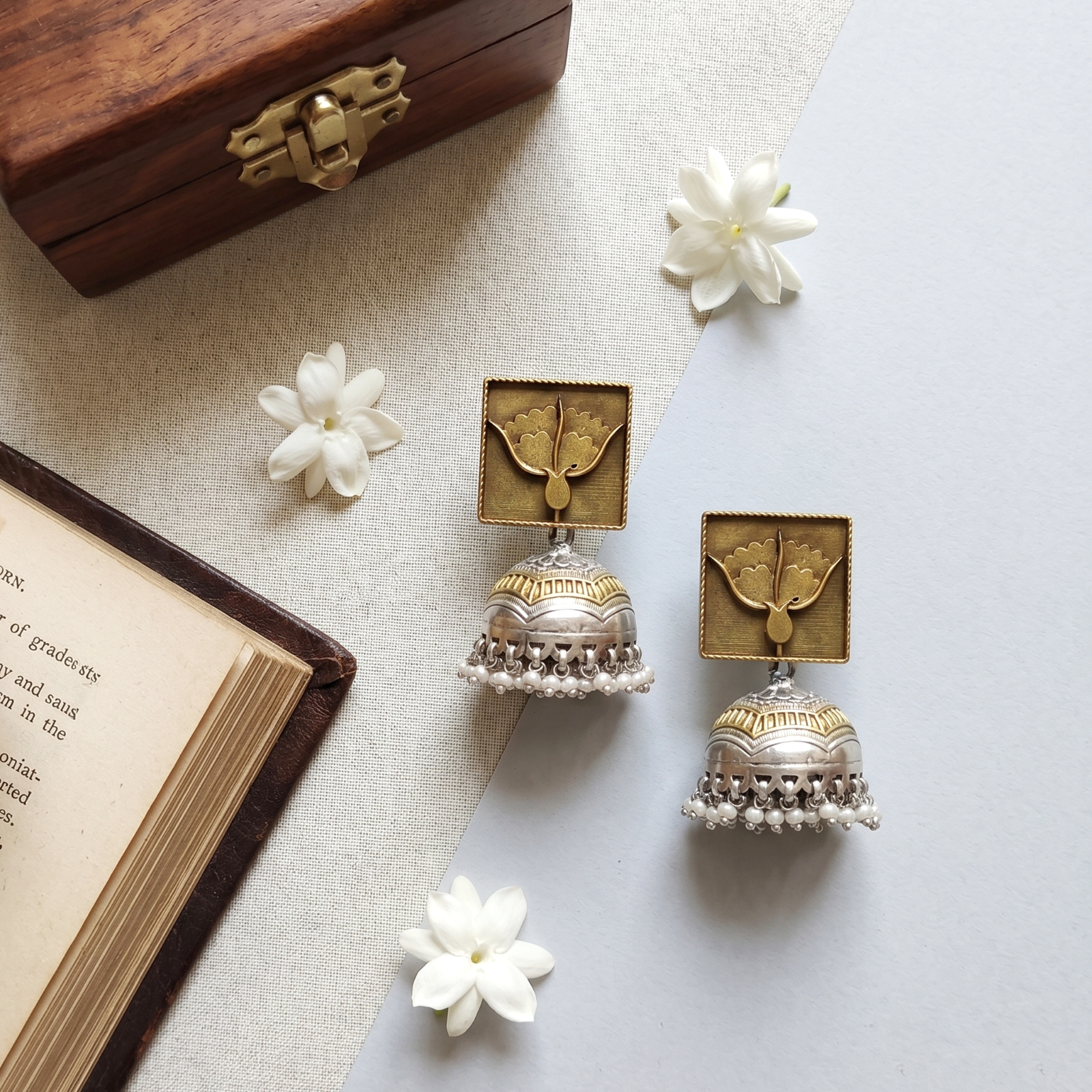 Sangeeta Boochra Artisan Crafted Pearl Drop Jhumka Earrings