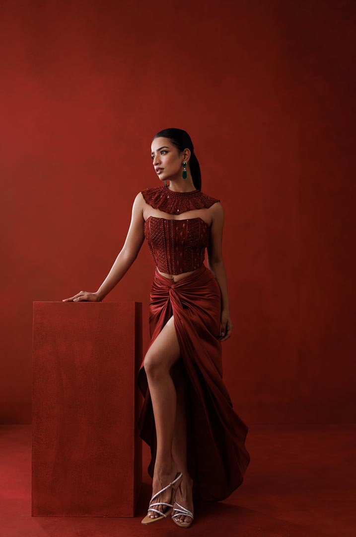 Maroon corset set