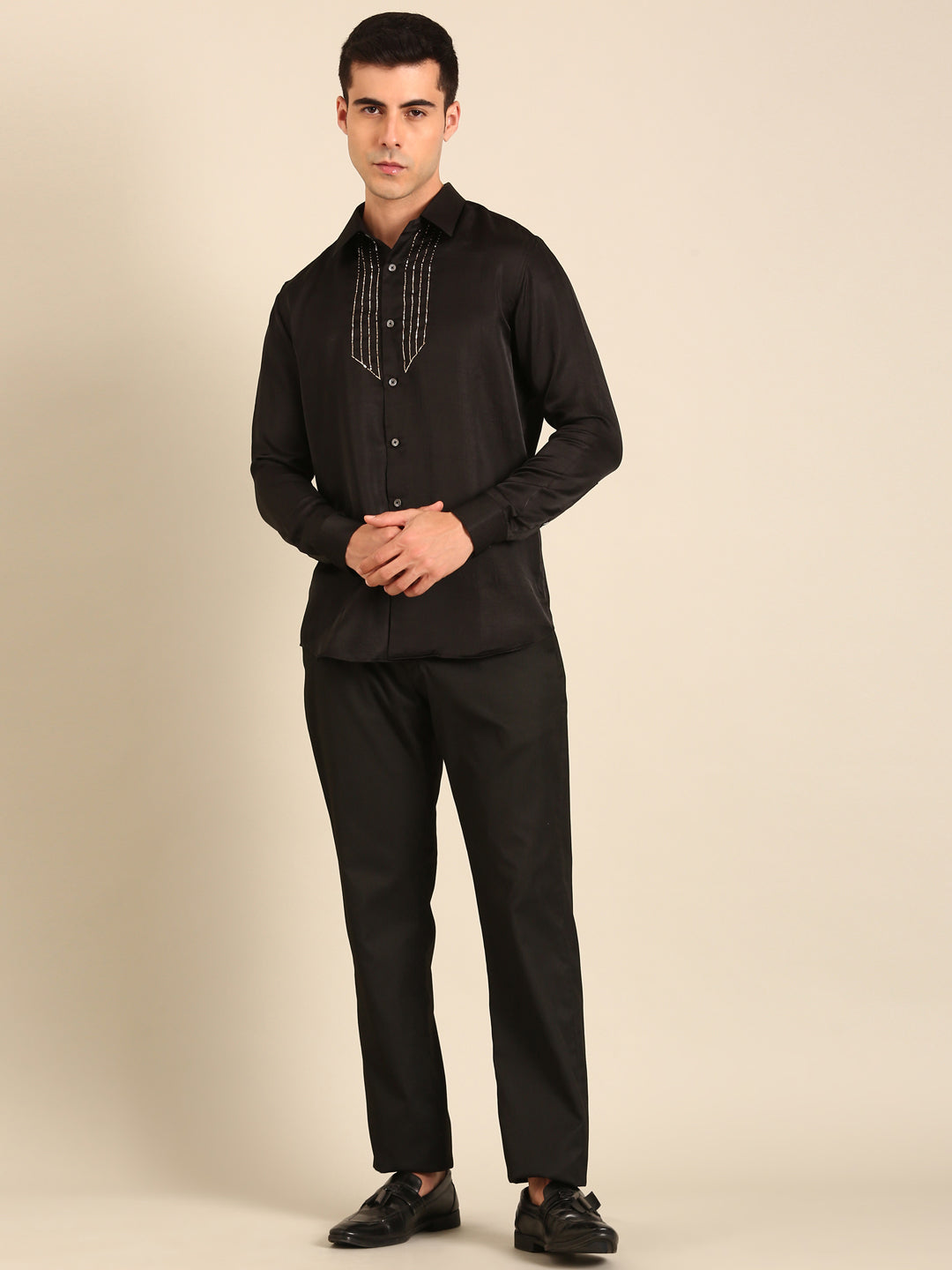 Black Bemberg Silk Shirt
