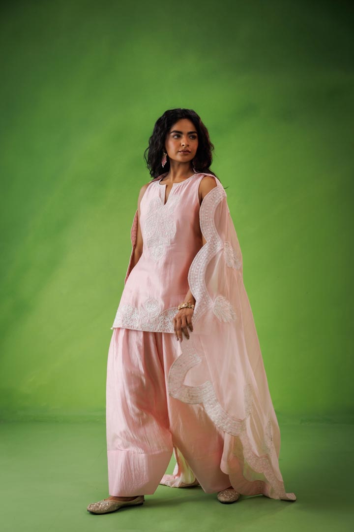Baby pink farshi salwar set