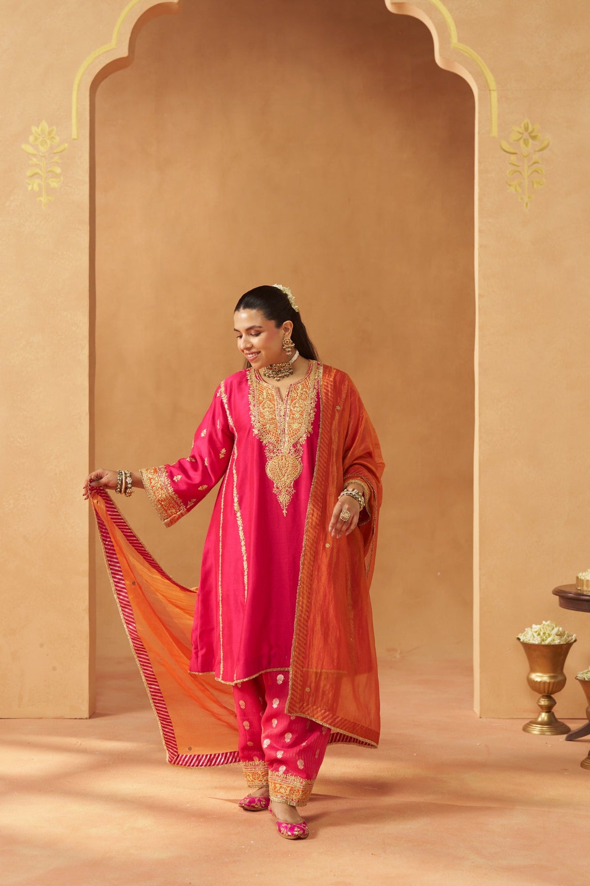 Maahgul Hotpink Kalidaar  Chauga with Salwar with Dupatta
