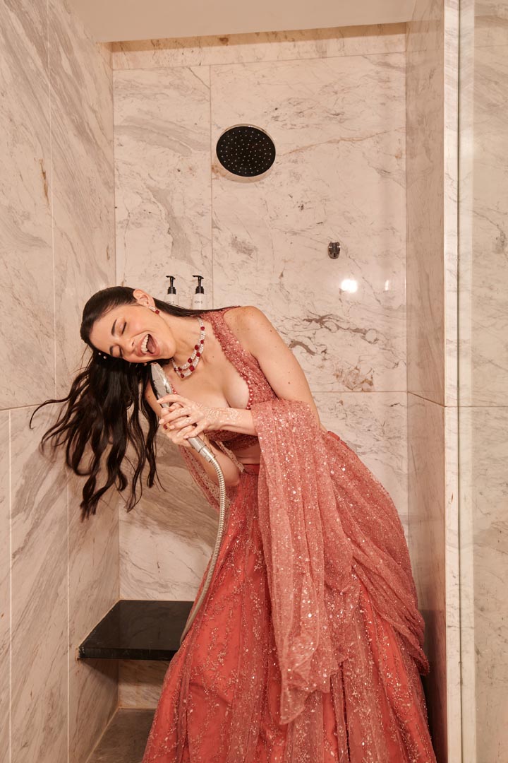 Ivory Infinity Gown. 1 (Gown with attached drape trail)