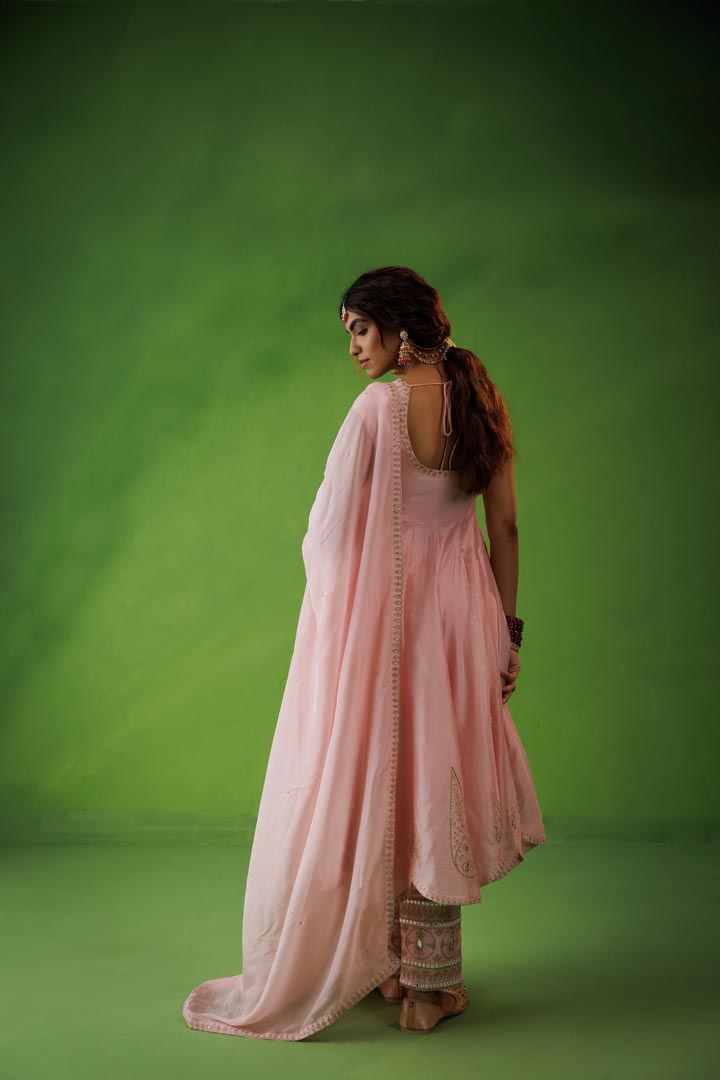 Baby pink anarkali set