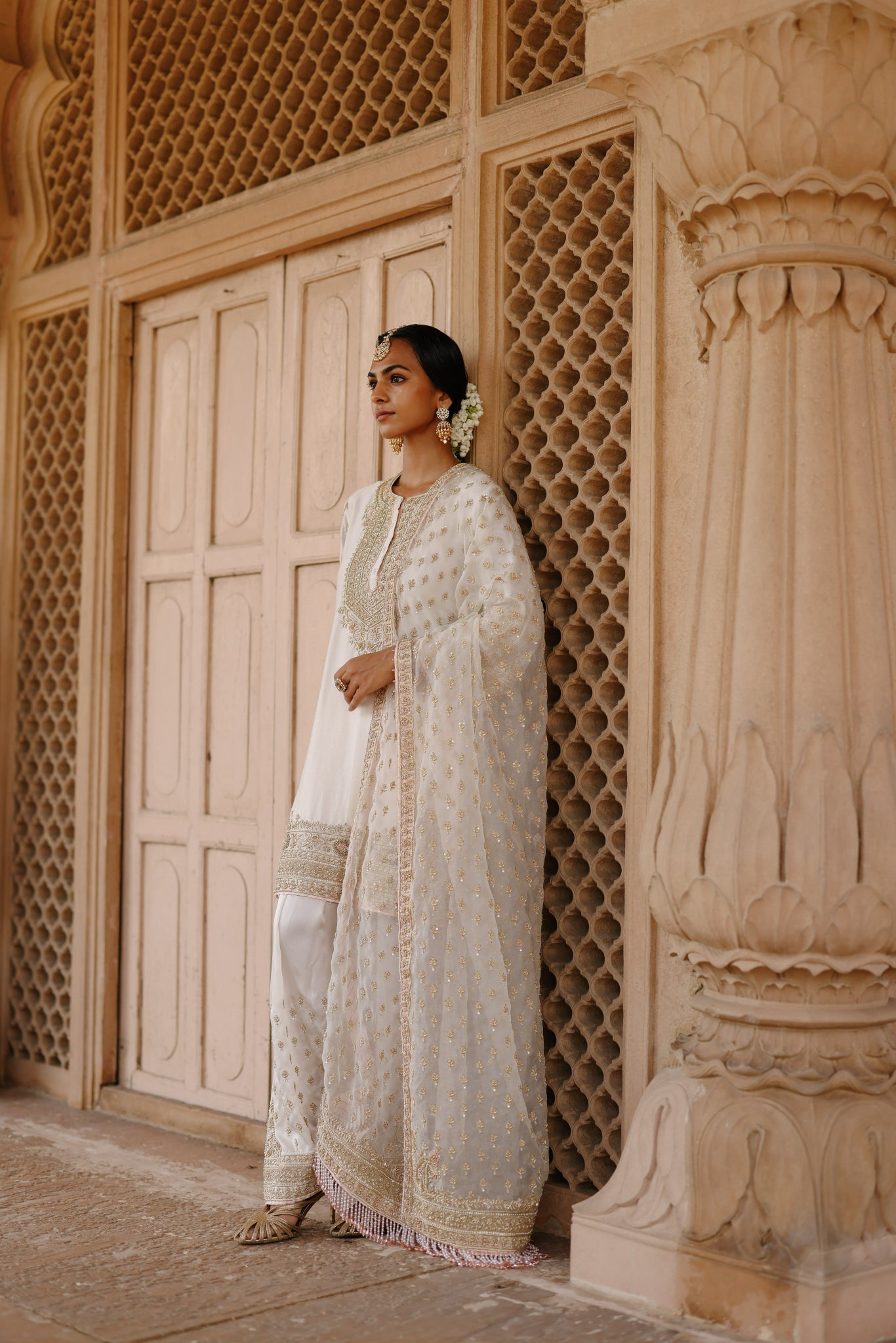 Ansha - Daisy Ivory Short Kurta Set with Salwar & Dupatta