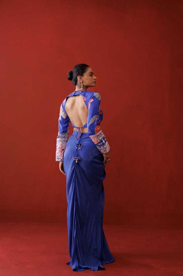 Sapphire drape skirt set