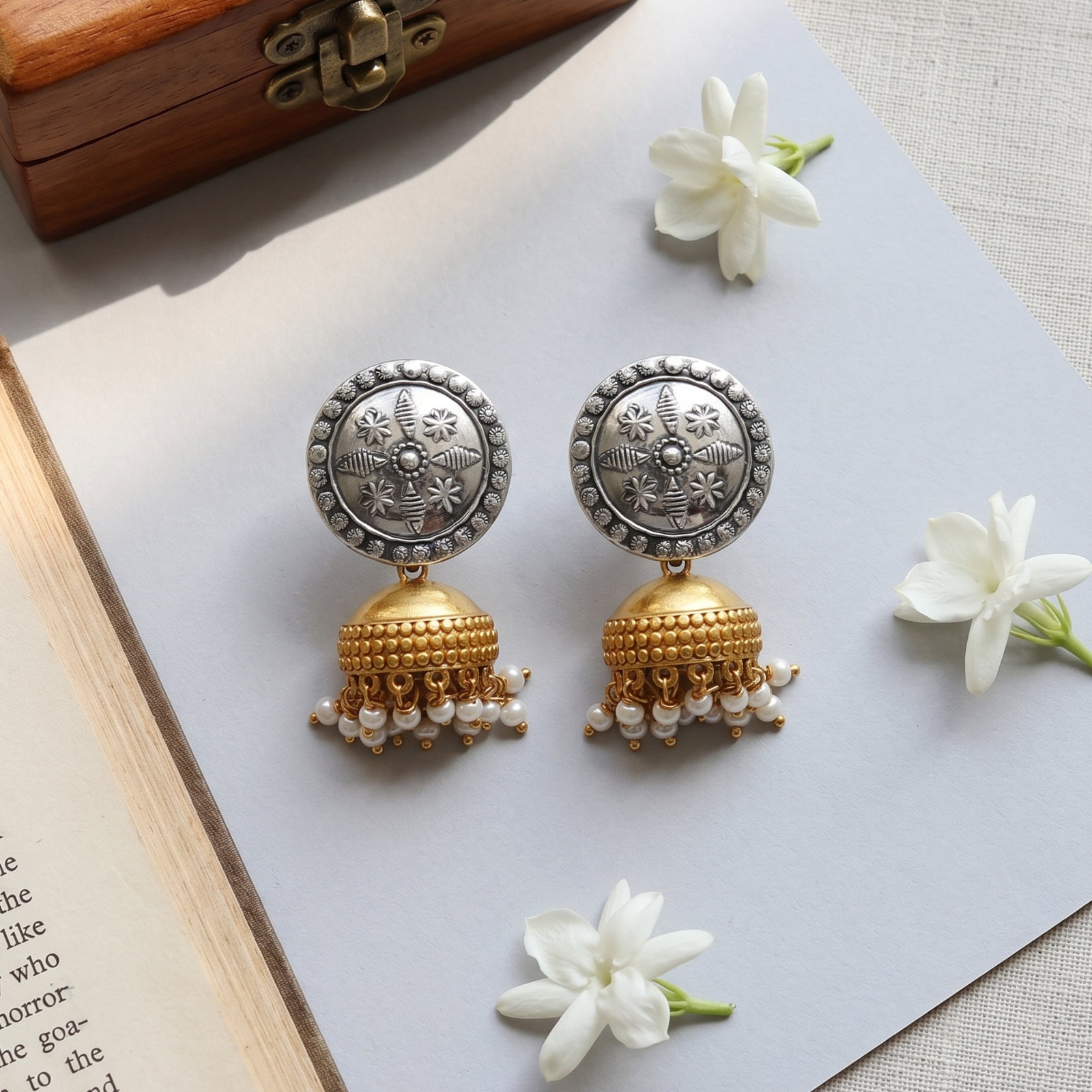 Sangeeta Boochra Ethnic Dual Tone Jhumka Earrings