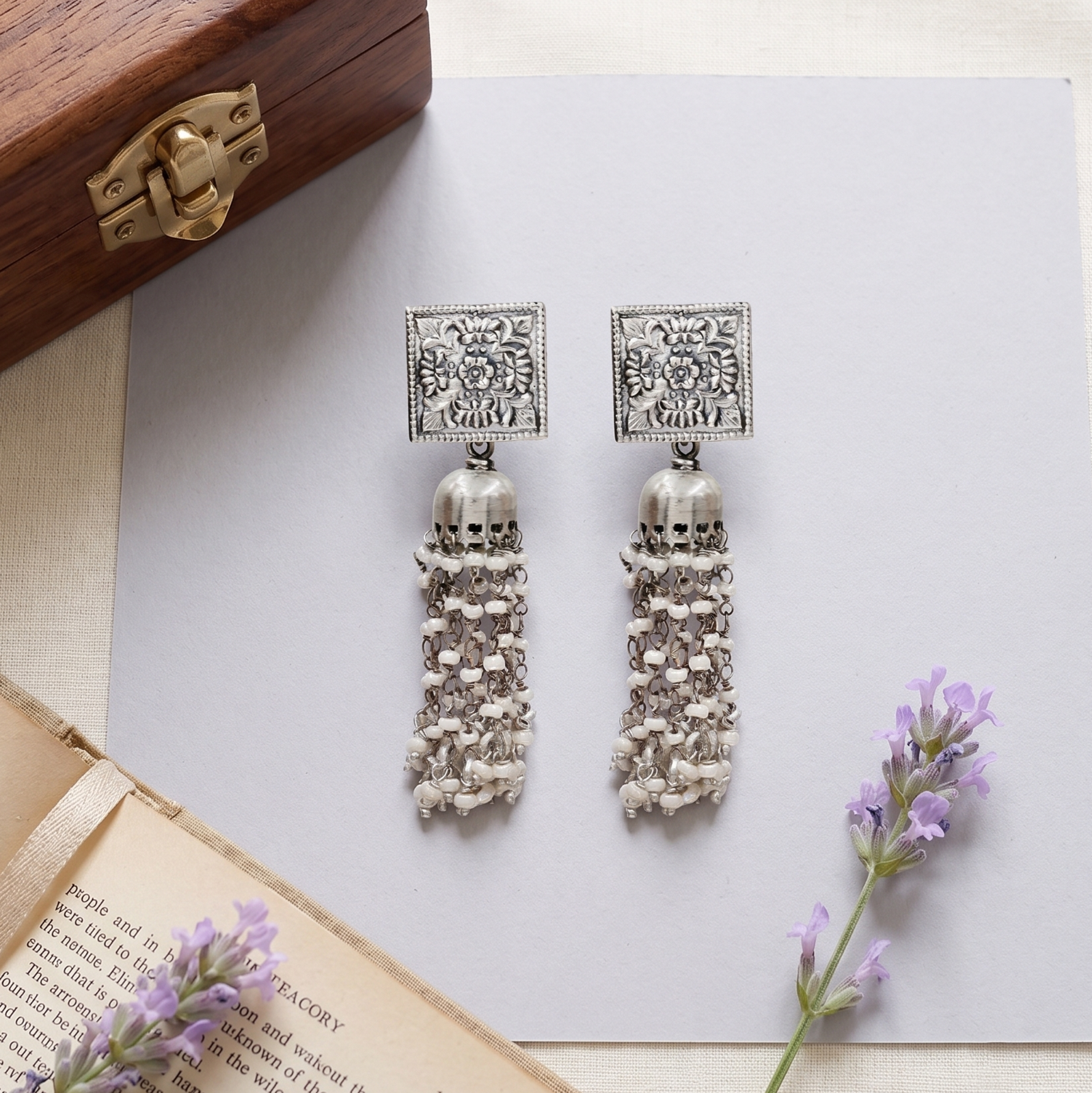 Sangeeta Boochra Heritage Tassel Oxidised Silver Earrings