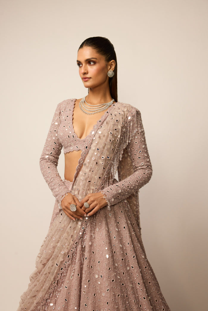 Ash Pink Lehenga Set