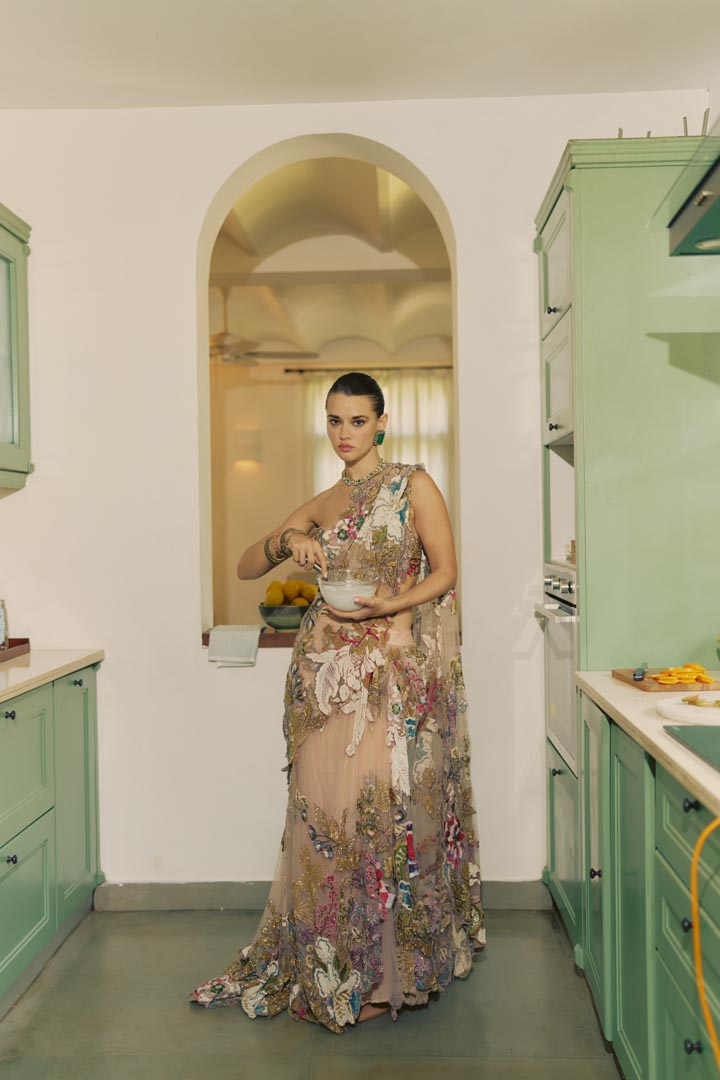 ETHEREAL BLUSH DRAPE SAREE