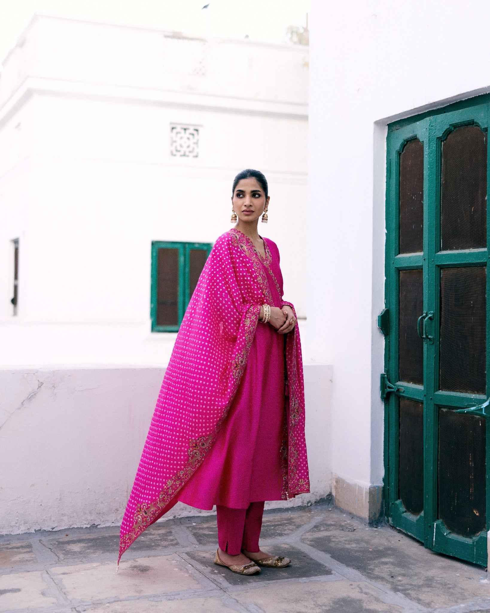 Peacock Bandhani Angrakha