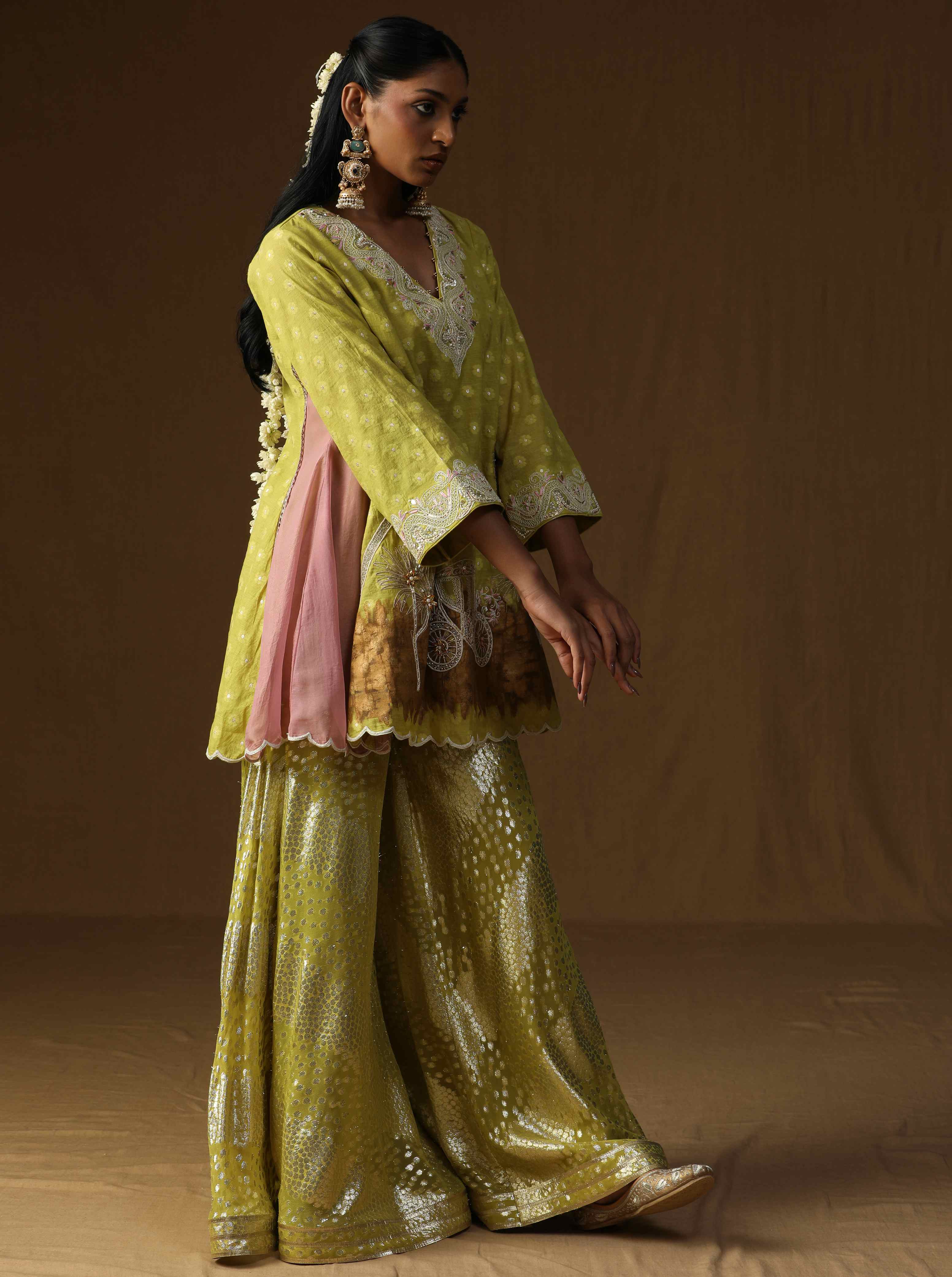 Noor Gul lime  Sharara Set