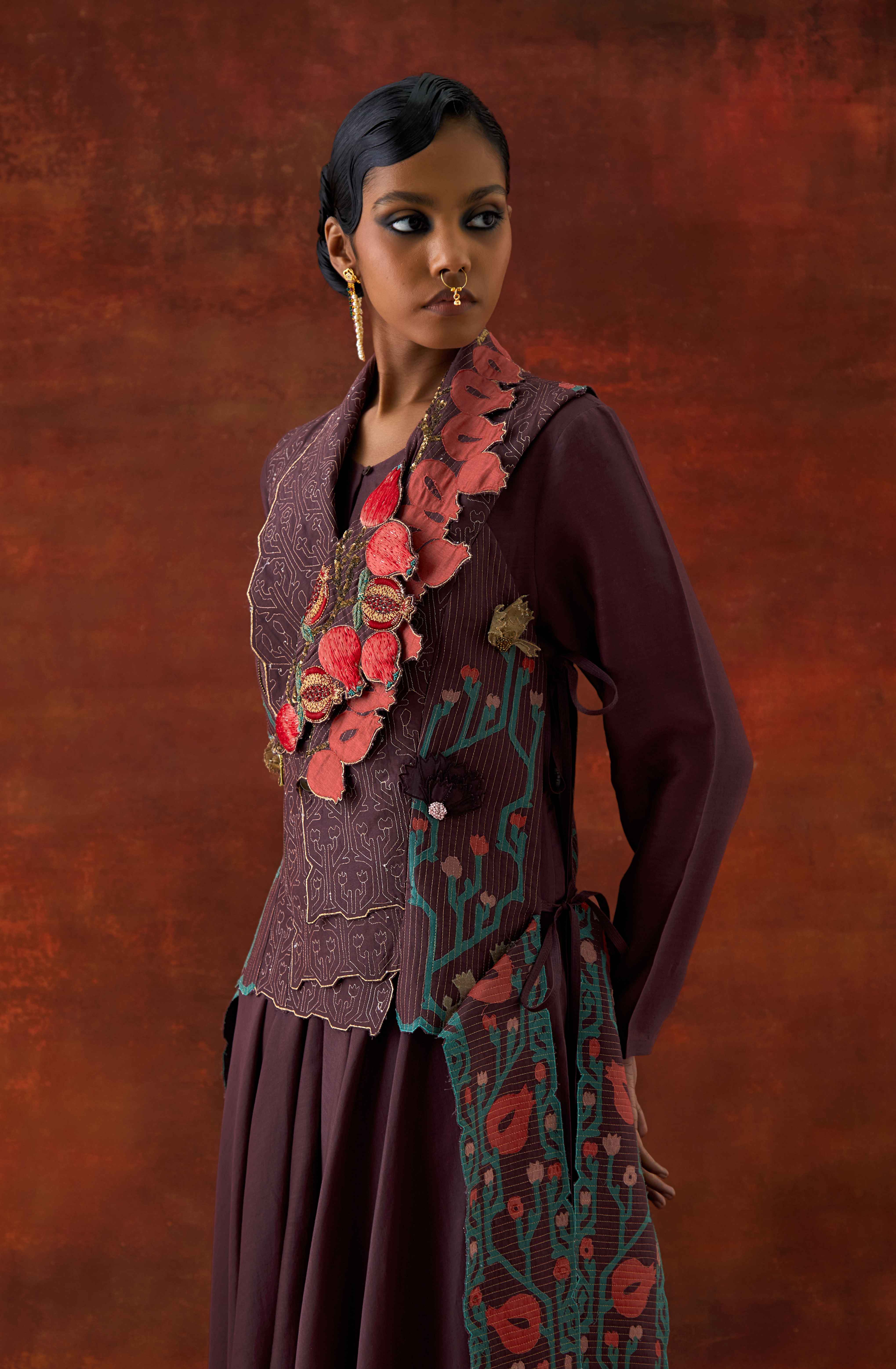 POMOGRANATE DOUBLE LAPEL JACKET WITH ANARKALI - image 6