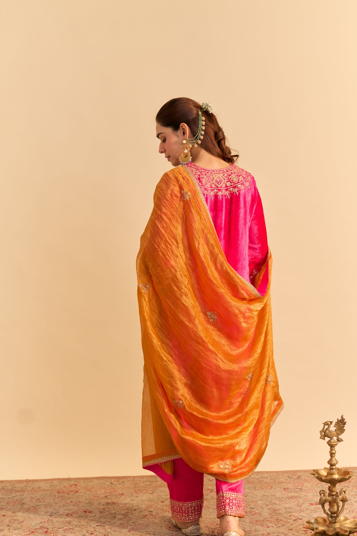 Aynaz - Hotpink Kurta with Salwar and Dupatta