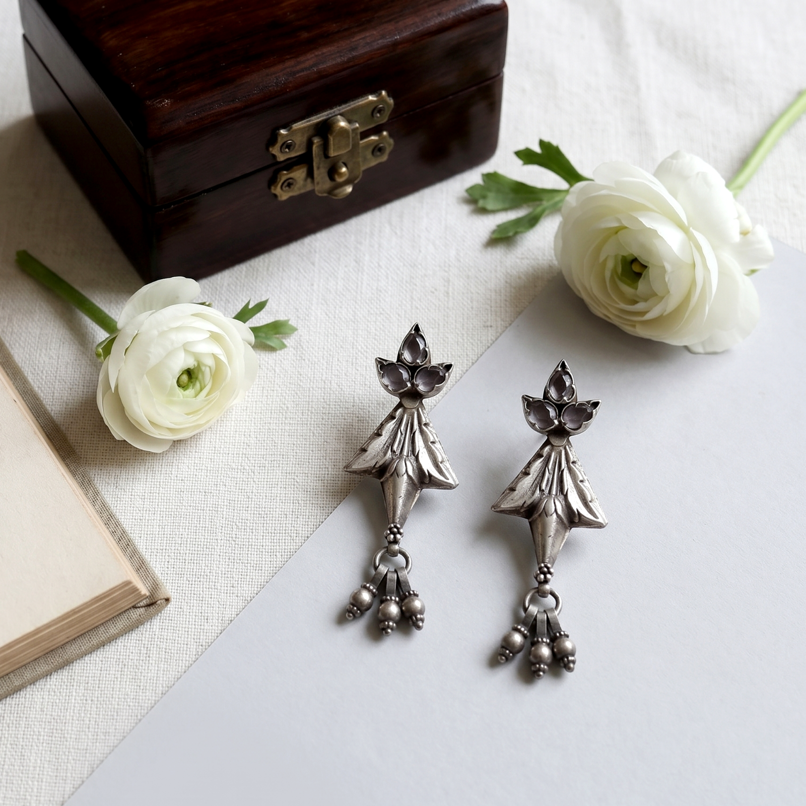 Sangeeta Boochra Contemporary Oxidised Silver Dangles