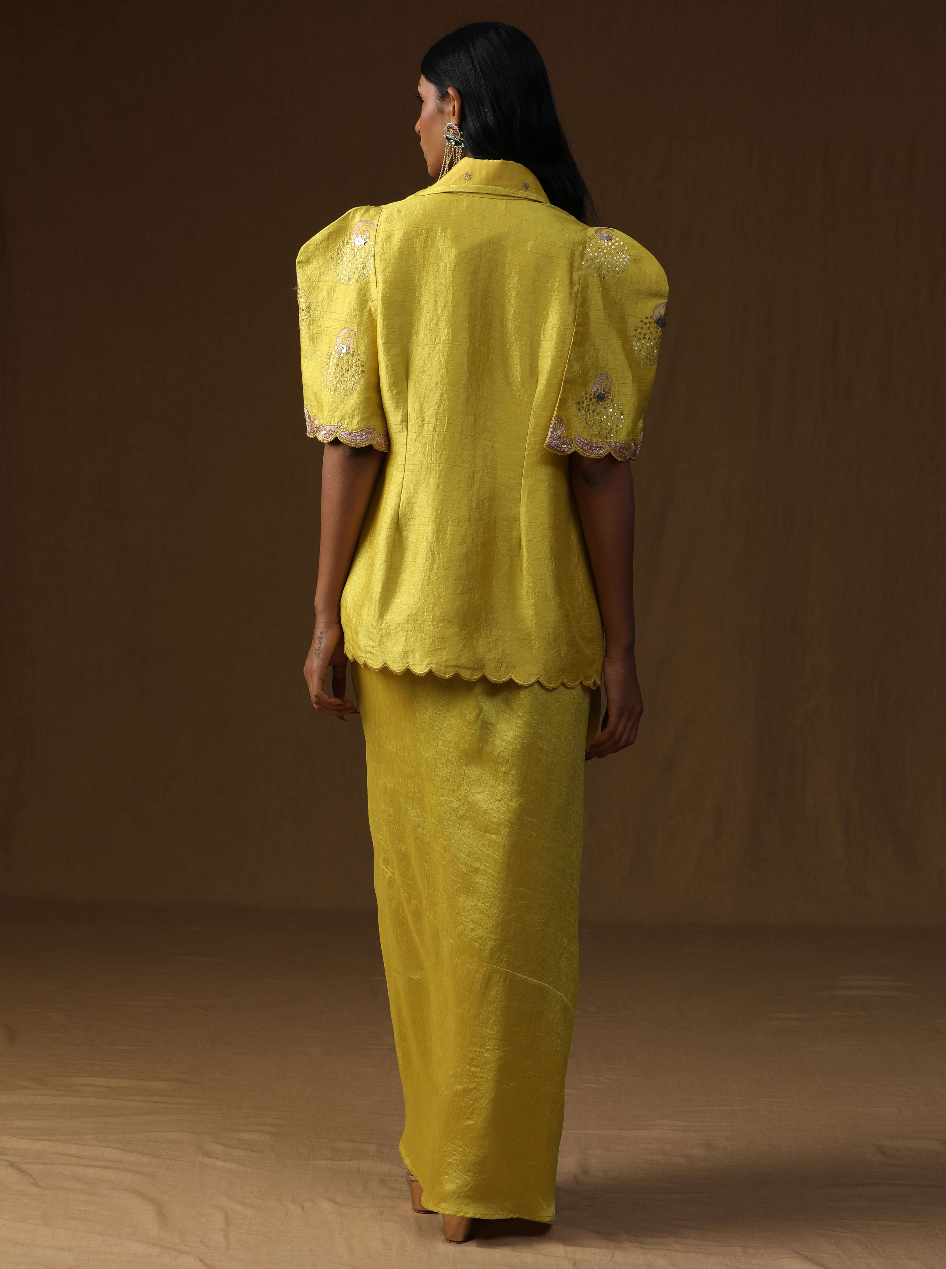 Rangadevi Lime� Draped Skirt Set