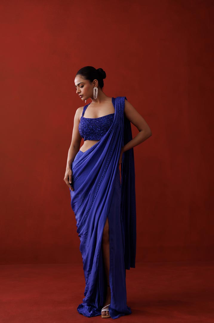 Sapphire slit saree